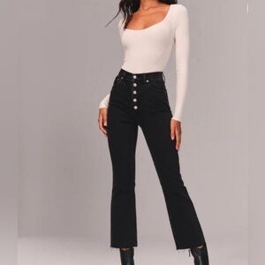 Abercrombie & Fitch the kick flare ultra high rise  black denim jean size 30